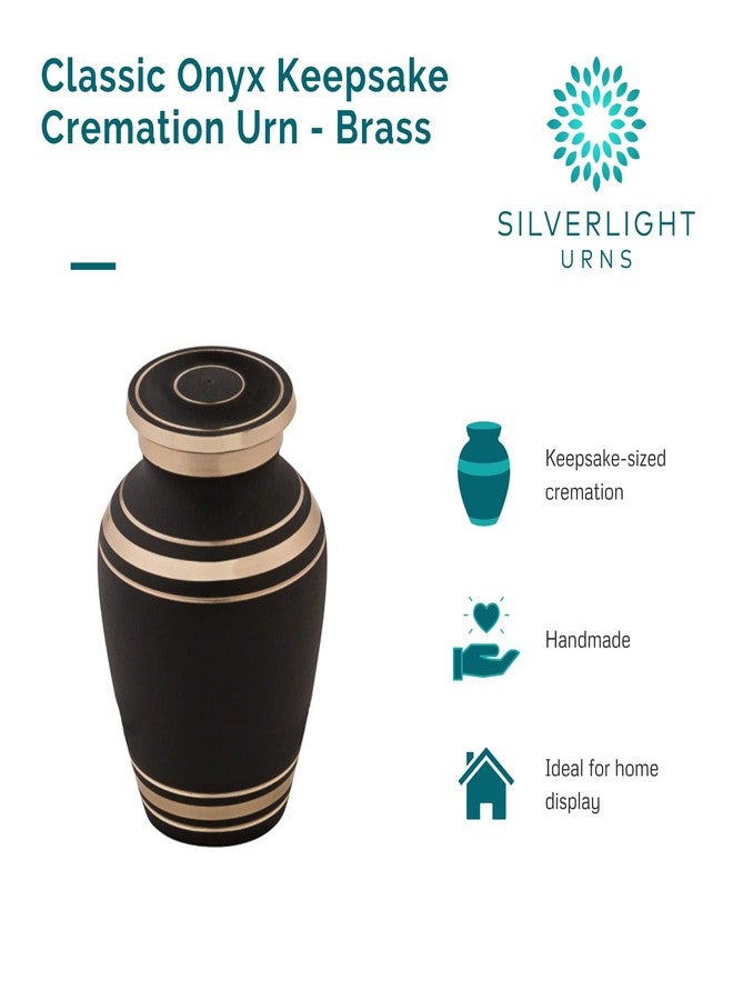 Silverlight Urns جرة تذكارية كلاسيكية من العقيق الأسود لحفظ الرماد، مصنوعة من النحاس، جرة سوداء، جرة تذكارية بحجم مناسب، ارتفاع 2.75 بوصة - Image 5